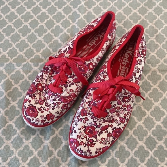 Keds Shoes - Keds Floral Lace Up Sneakers Red White 7.5